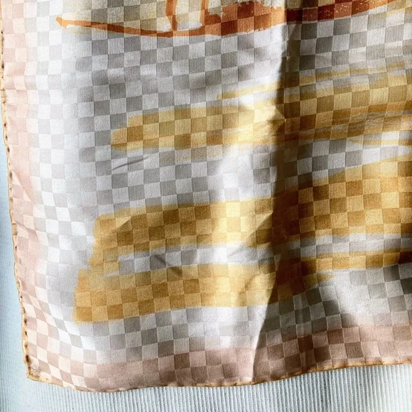 Vintage Vera Neumann Silk Japanese Asian Boat Landscape Square Handrolled Scarf - Picture 10 of 12